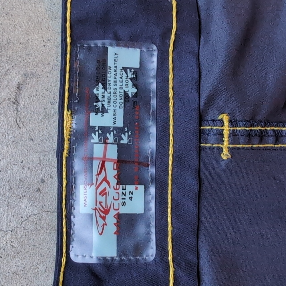 Macgear Vintage Y2K Rave Blue w/ Yellow Detailing Pants Size 42 - Picture 7 of 7